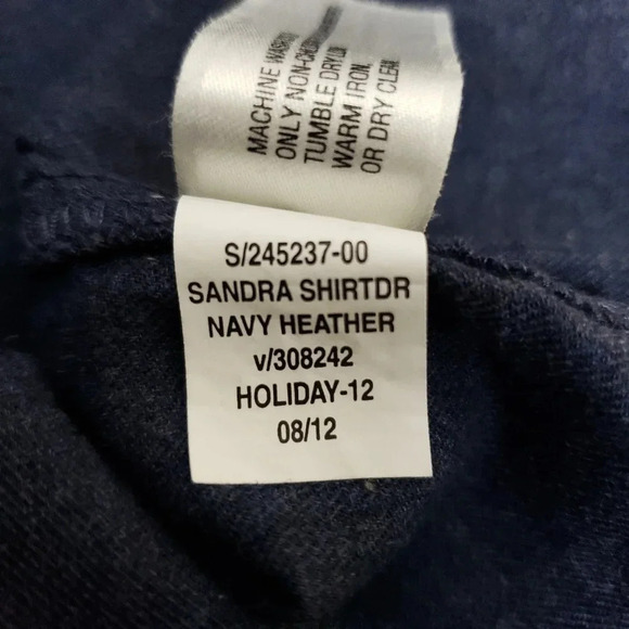 GAP Shirt Dress Navy Blue Long Sleeve Collared Knee Length Button Up Shift - Picture 8 of 8